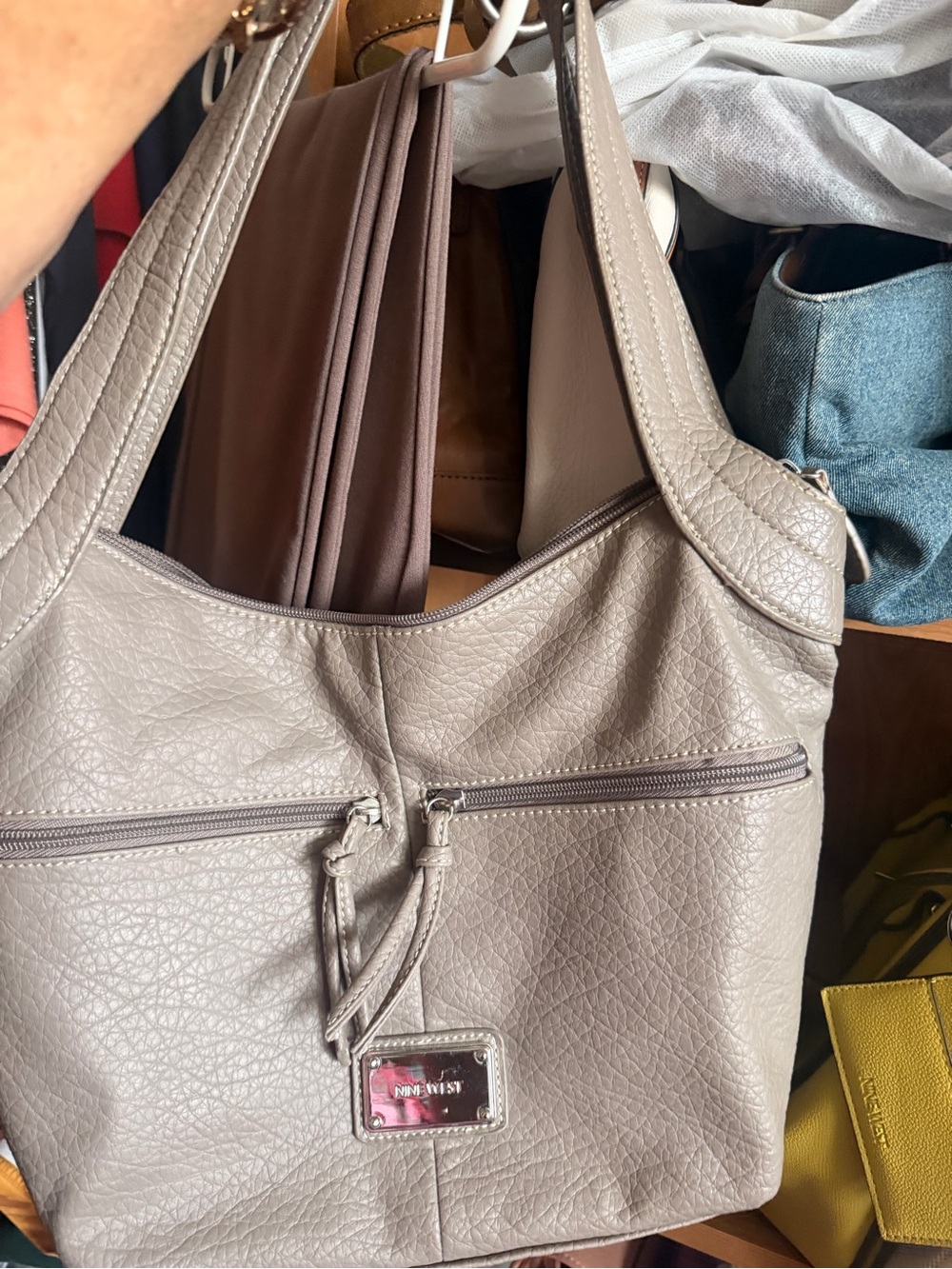 Nine West Taupe Pebbled Shoulder Bag